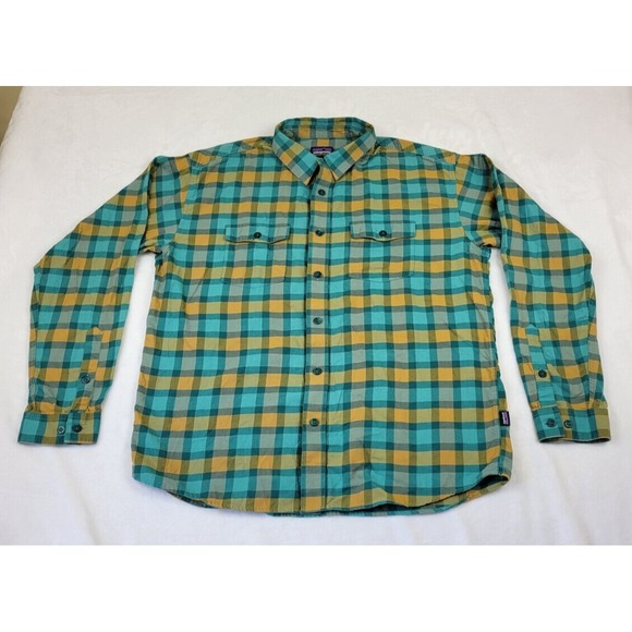 Patagonia Buckshot Mens Shirt Large‎ Long Sleeve Button Organic Cotton 53856 - Picture 1 of 9